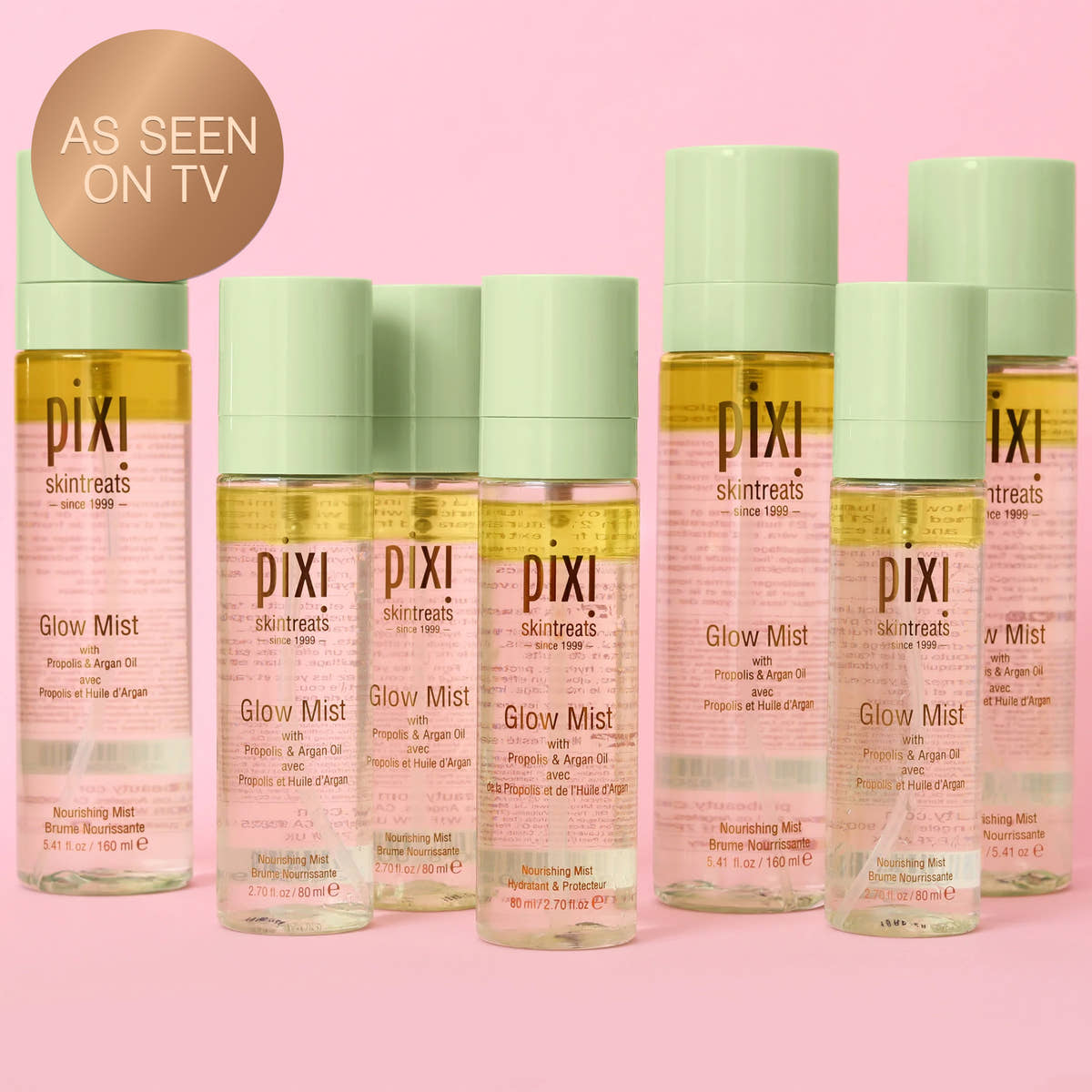 Glow Mist on a pink background with an "As Seen on TV" sticker
