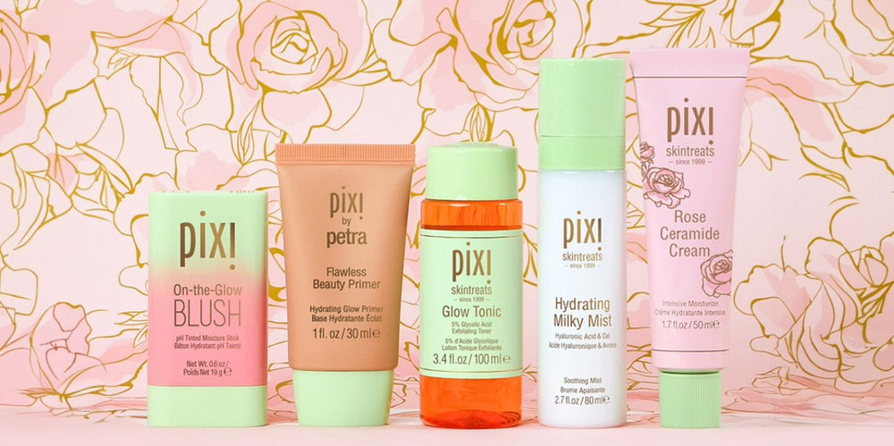 Best of Pixi Bundle featuring On-the-Glow Blush, Flawless Beauty Primer, Glow Tonic, Hydrating Milky Mist and Rose Ceramide Cream